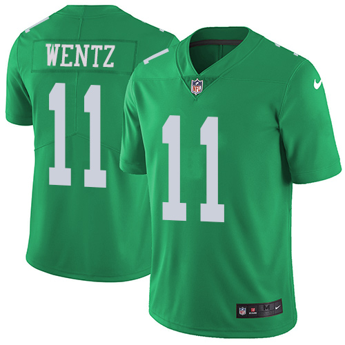 Nike Eagles #11 Carson Wentz Green Youth Stitched NFL Limited Rush Jersey
